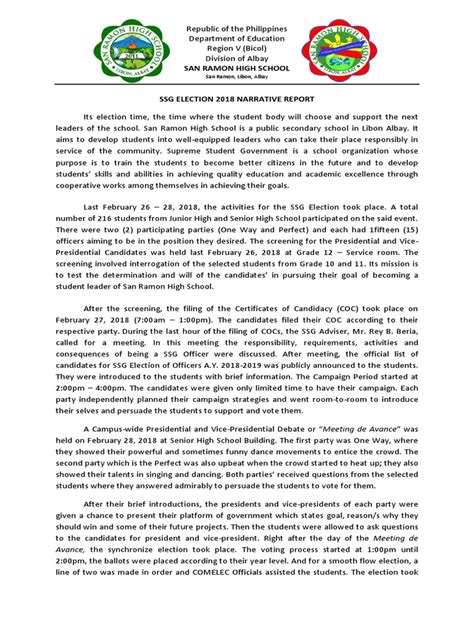 ssg election narrative report|(DOC) SSG ELECTION 2018 NARRATIVE REPORT.